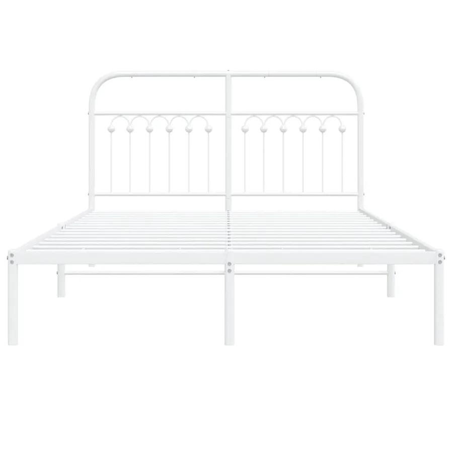 Cadre de lit métal sans matelas et tête de lit blanc 140x190 cm - 4