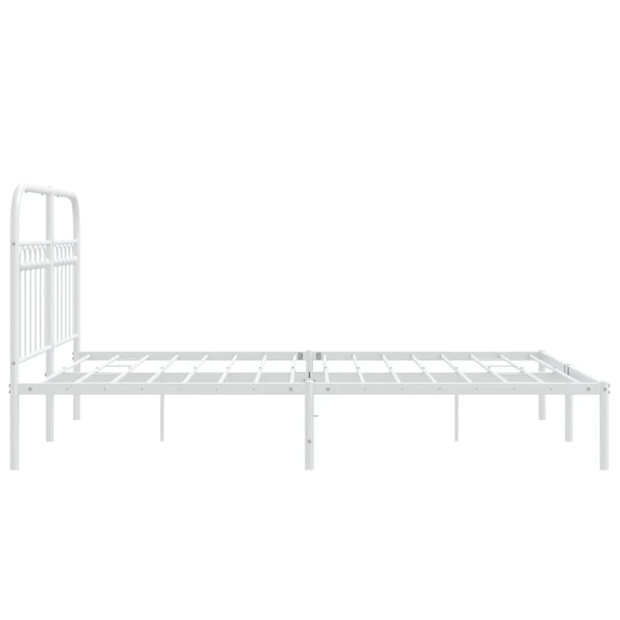 Cadre de lit métal sans matelas et tête de lit blanc 140x190 cm - 5