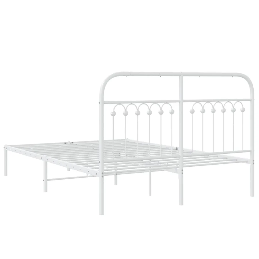 Cadre de lit métal sans matelas et tête de lit blanc 140x190 cm - 6