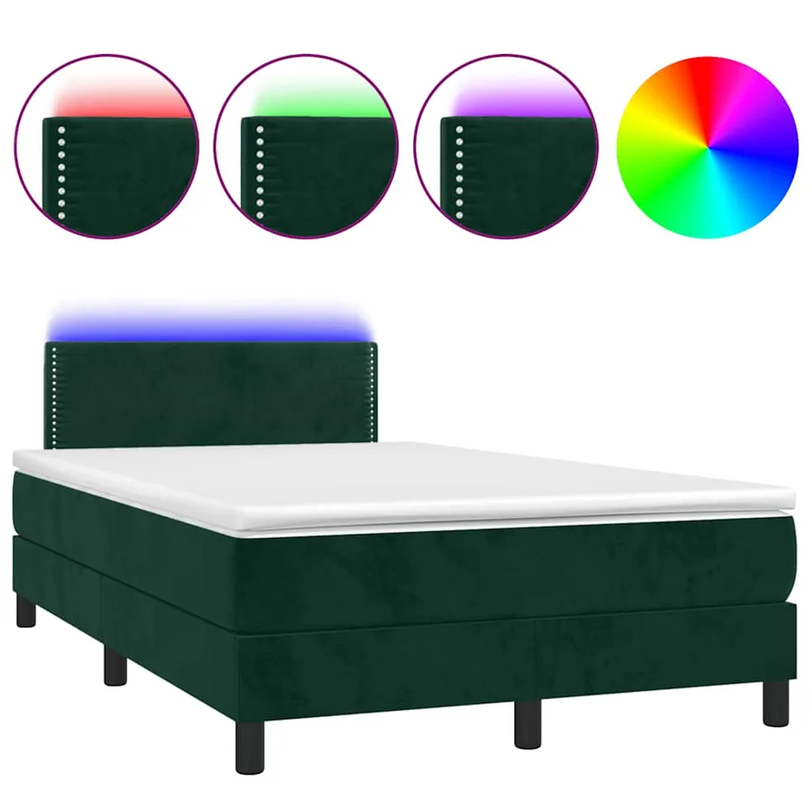 Sommier à lattes de lit avec matelas LED Vert foncé 120x200 cm - 2