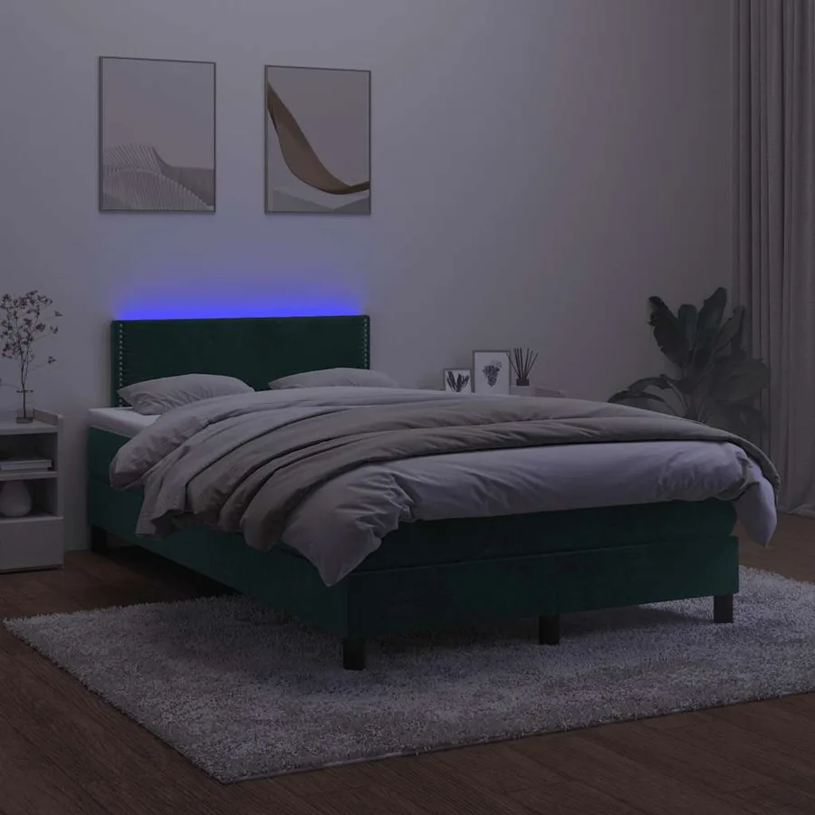 Sommier à lattes de lit avec matelas LED Vert foncé 120x200 cm - 3