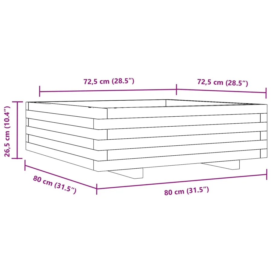 Jardinière 80x80x26,5 cm bois de pin imprégné - 10