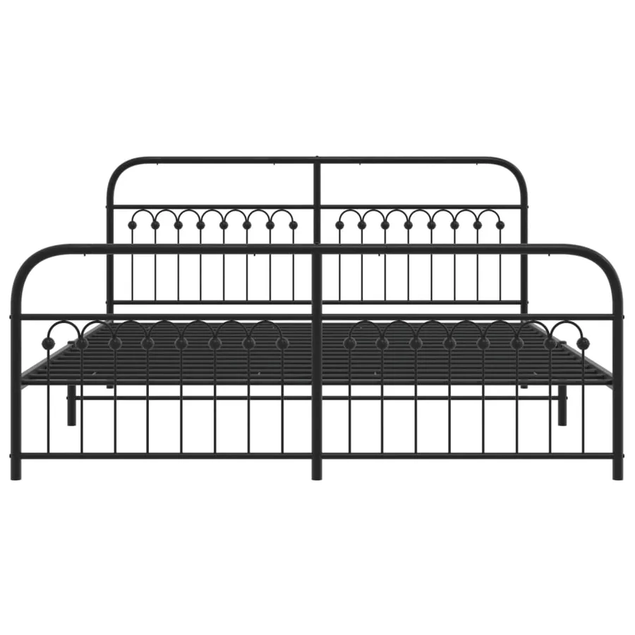 Cadre de lit métal sans matelas avec pied de lit noir 183x213cm - 4