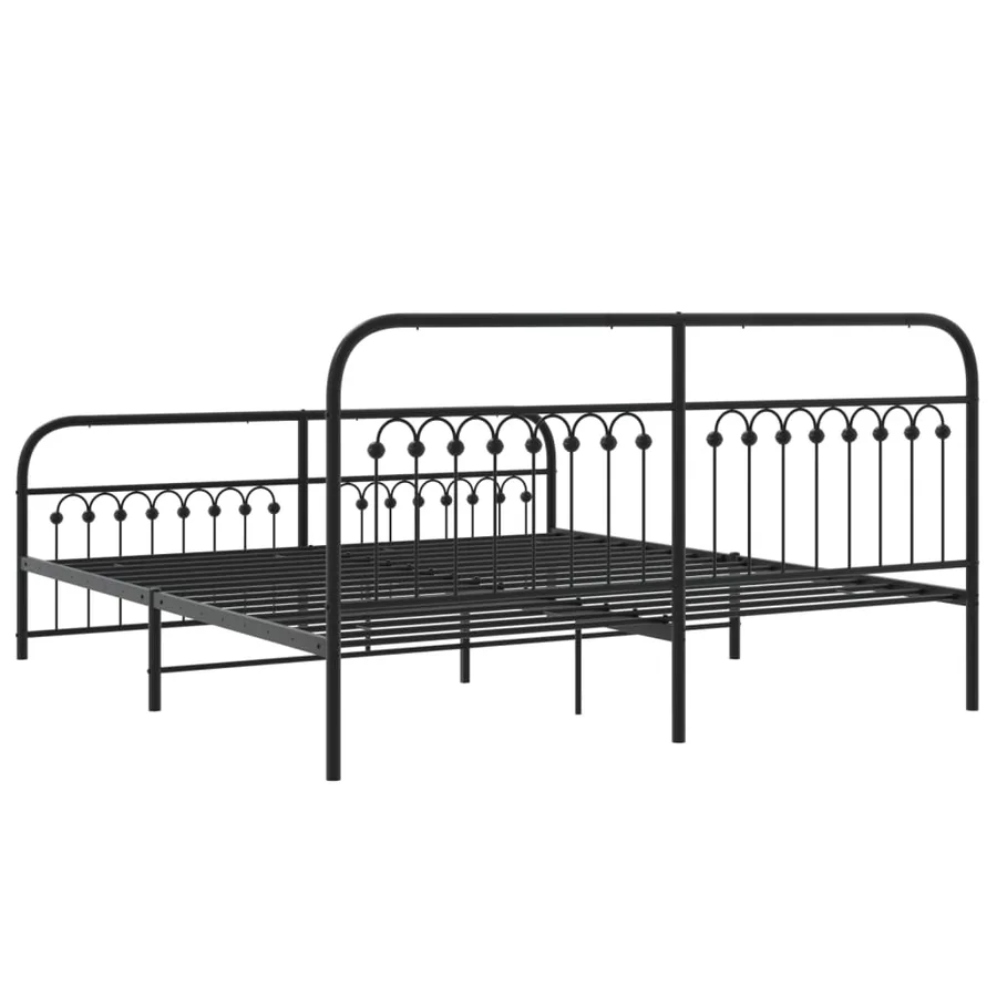 Cadre de lit métal sans matelas avec pied de lit noir 183x213cm - 6