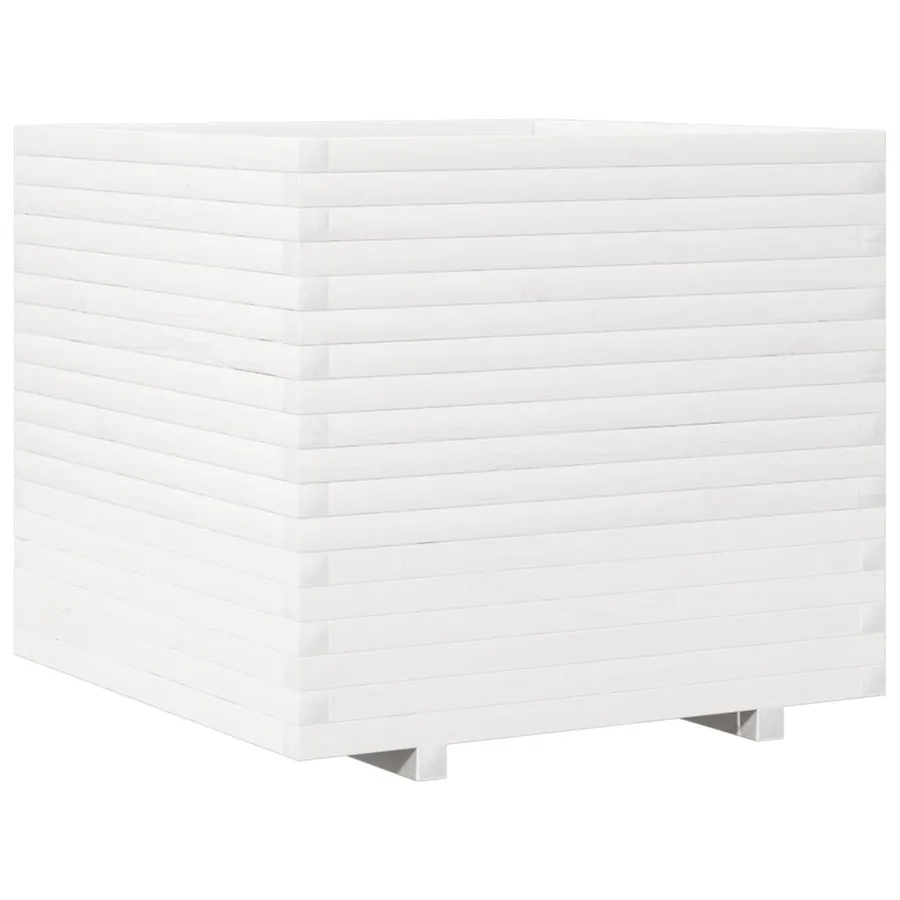 Jardinière blanc 80x80x72 cm bois de pin massif - 2