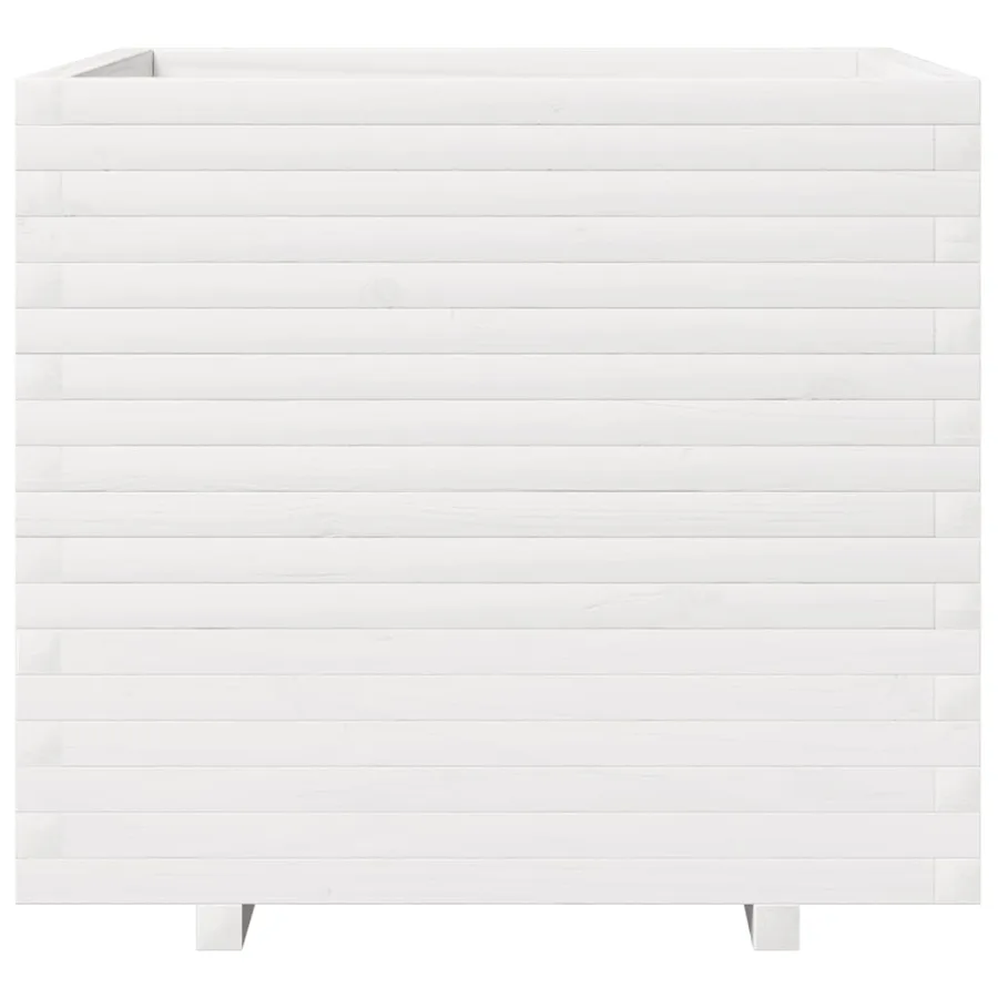 Jardinière blanc 80x80x72 cm bois de pin massif - 5