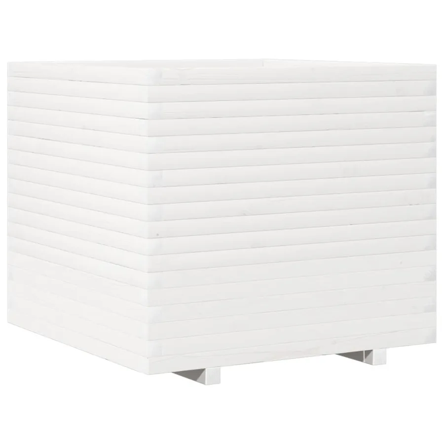 Jardinière blanc 80x80x72 cm bois de pin massif - 7