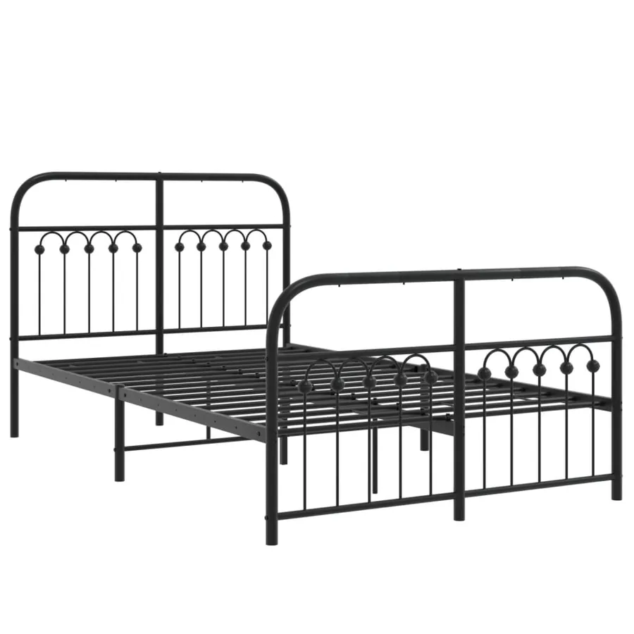 Cadre de lit métal sans matelas avec pied de lit noir 120x200cm - 3