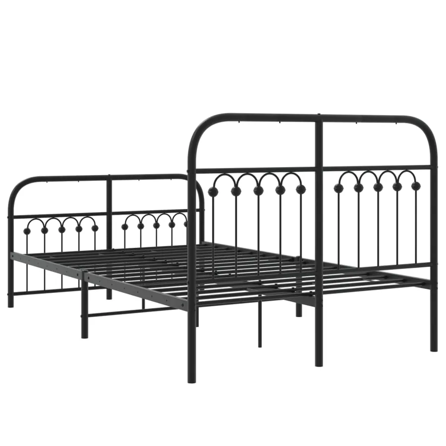 Cadre de lit métal sans matelas avec pied de lit noir 120x200cm - 6