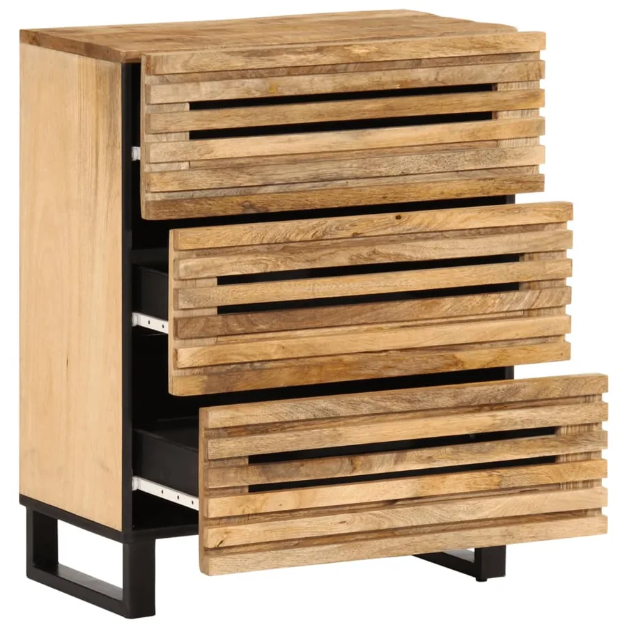 Buffet 60x34x75 cm bois de manguier massif brut - 5