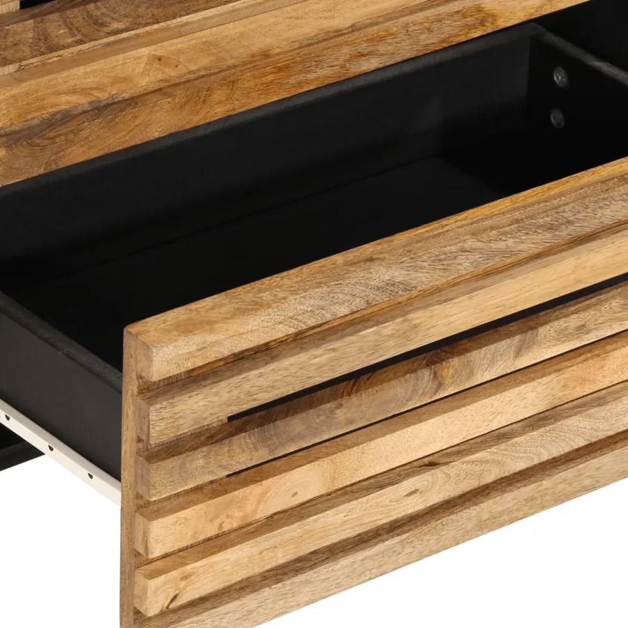 Buffet 60x34x75 cm bois de manguier massif brut - 8