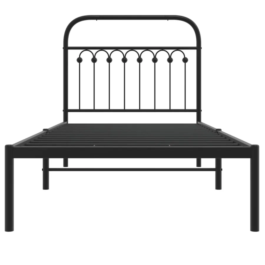 Cadre de lit métal sans matelas avec tête de lit noir 90x190 cm - 4