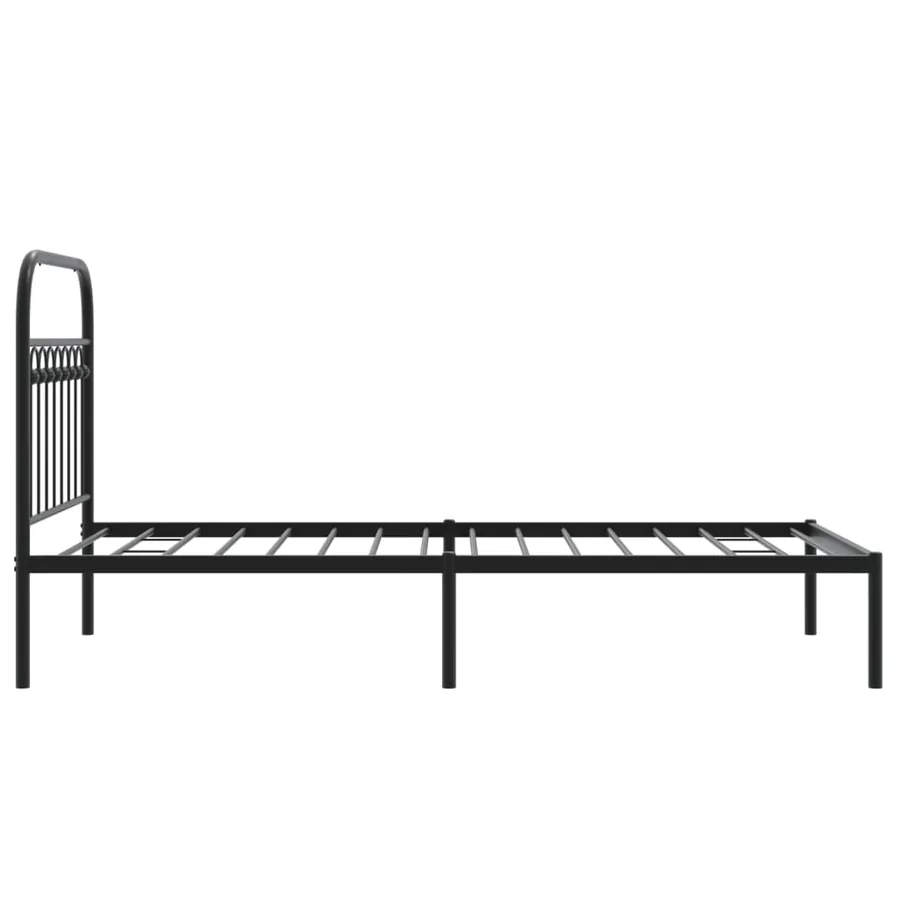 Cadre de lit métal sans matelas avec tête de lit noir 90x190 cm - 5