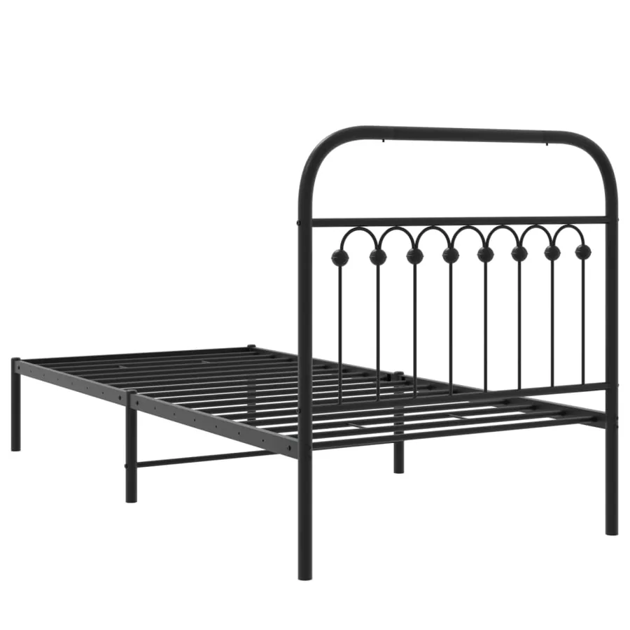 Cadre de lit métal sans matelas avec tête de lit noir 90x190 cm - 6