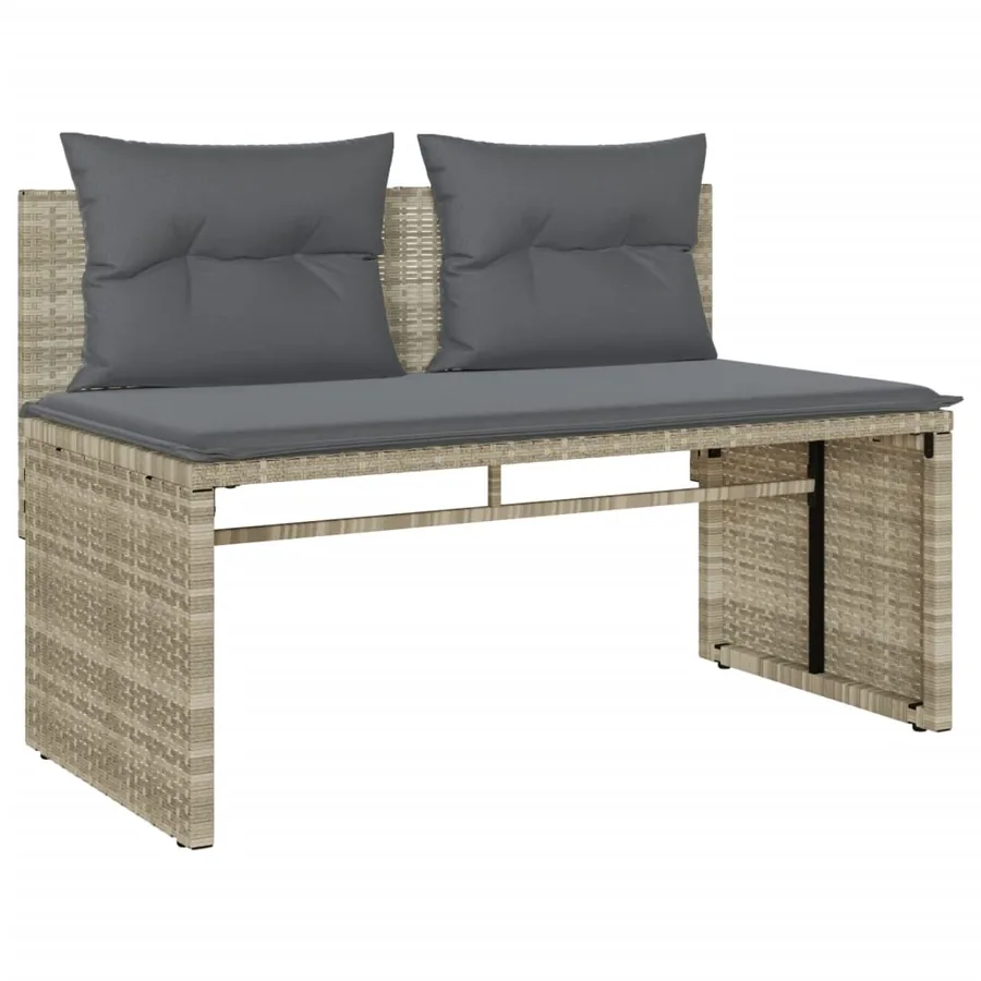 Salon de jardin 4 pcs avec coussins gris clair résine tressée - 4