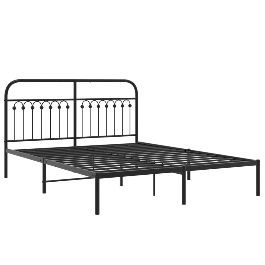 Cadre de lit métal sans matelas avec tête de lit noir 150x200cm - 3