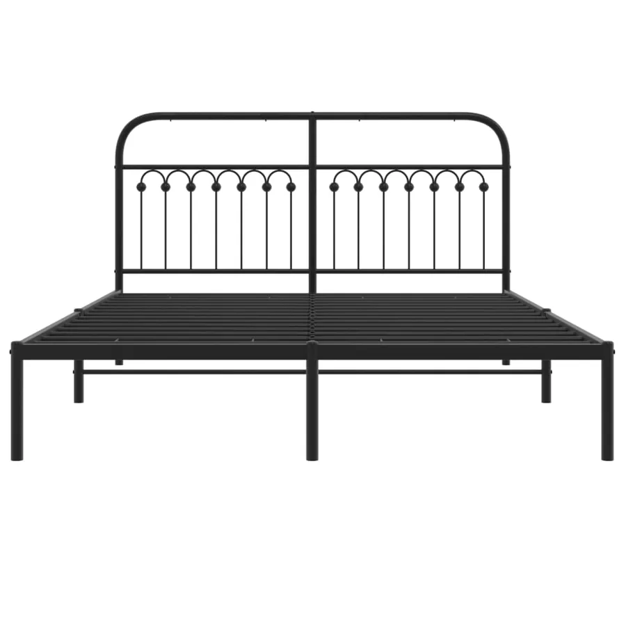 Cadre de lit métal sans matelas avec tête de lit noir 150x200cm - 4