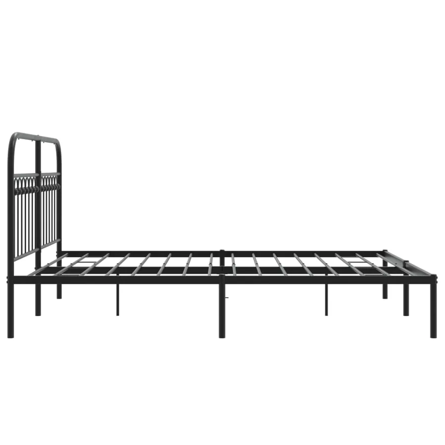 Cadre de lit métal sans matelas avec tête de lit noir 150x200cm - 5