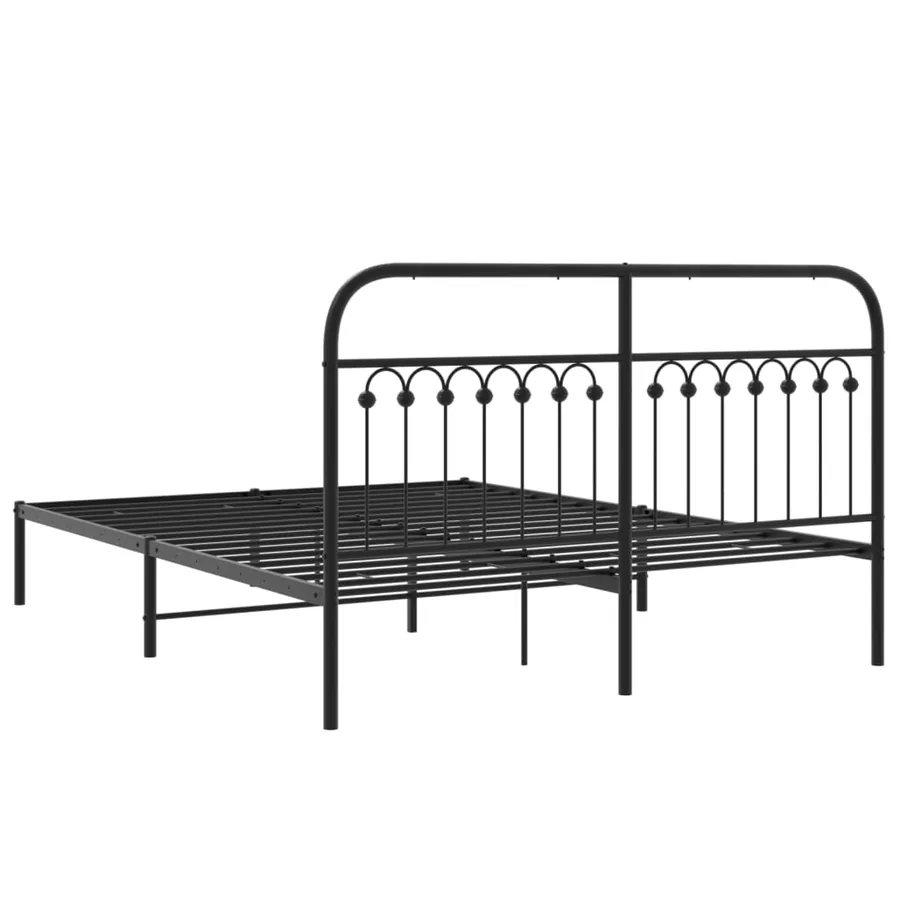 Cadre de lit métal sans matelas avec tête de lit noir 150x200cm - 6