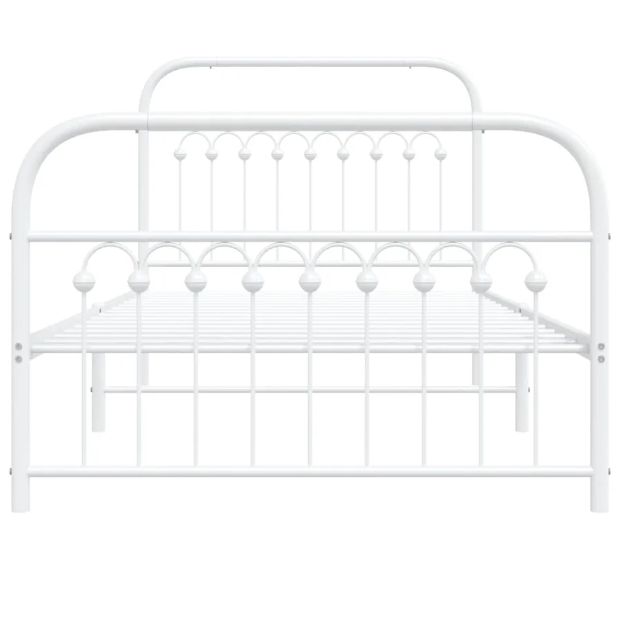 Cadre de lit métal sans matelas et pied de lit blanc 100x190 cm - 4