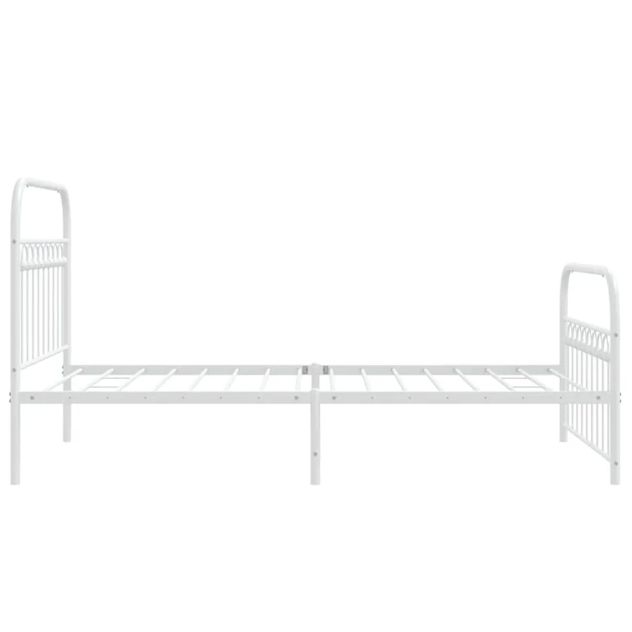 Cadre de lit métal sans matelas et pied de lit blanc 100x190 cm - 5