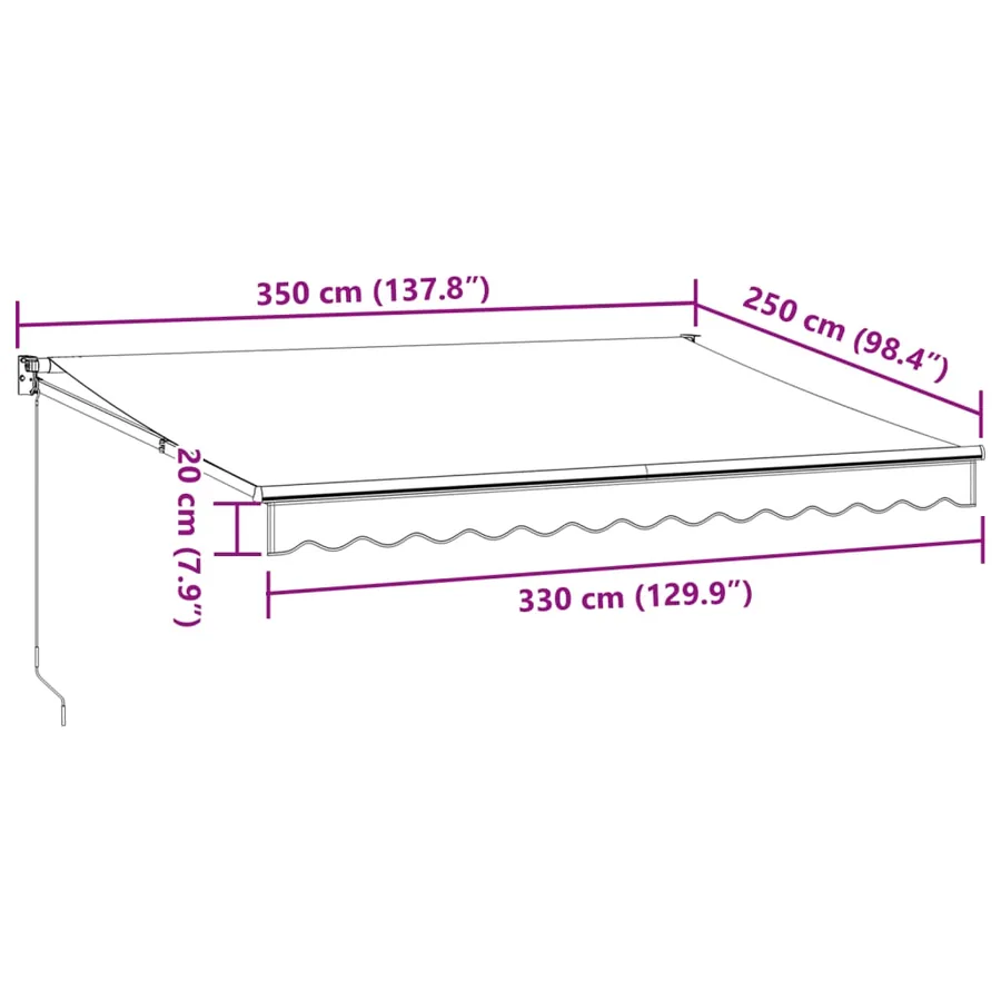Auvent manuel rétractable marron 350x250 cm - 9
