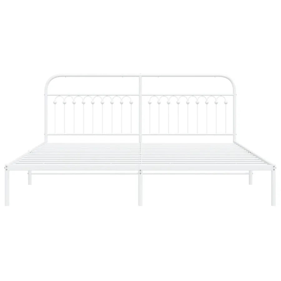 Cadre de lit métal sans matelas et tête de lit blanc 200x200 cm - 4