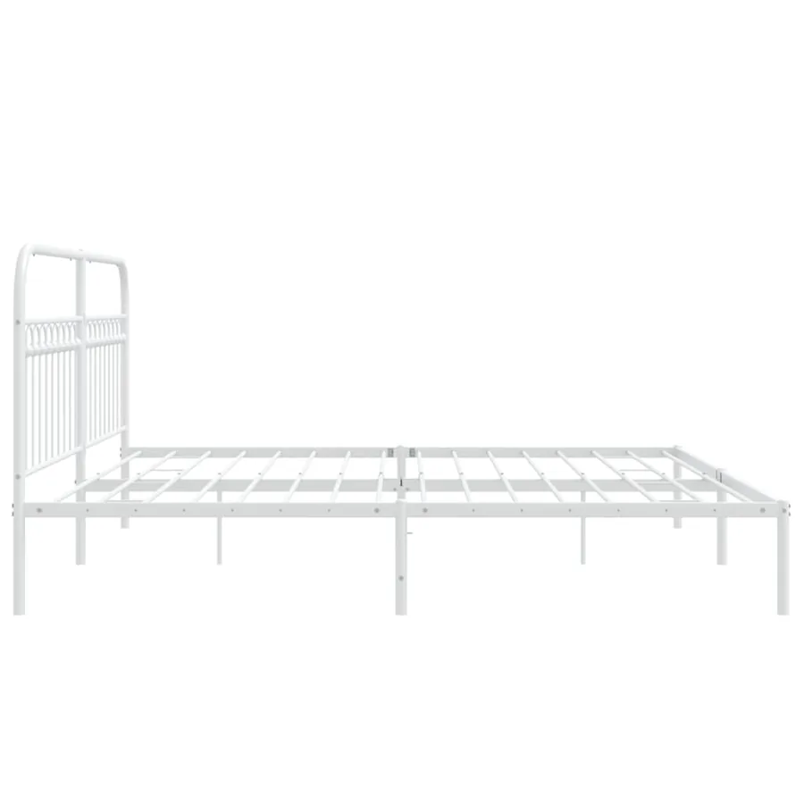 Cadre de lit métal sans matelas et tête de lit blanc 200x200 cm - 5