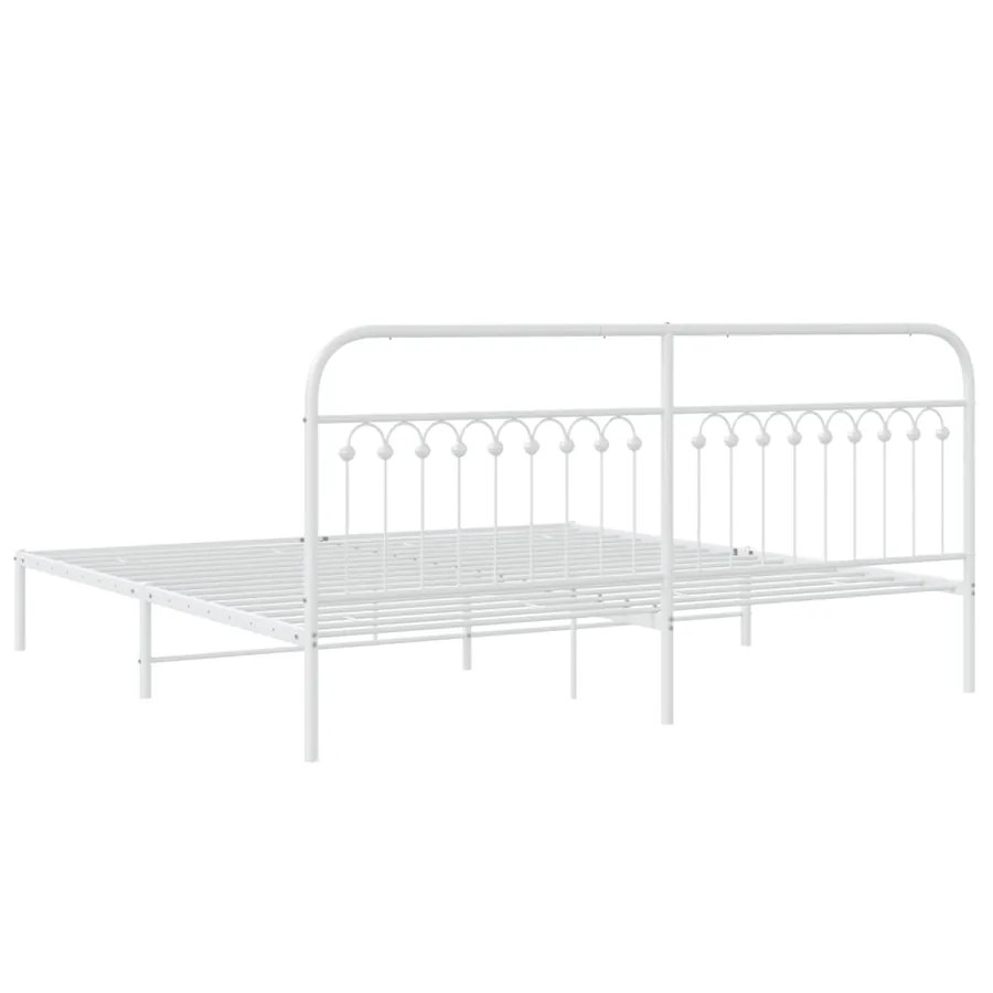 Cadre de lit métal sans matelas et tête de lit blanc 200x200 cm - 6