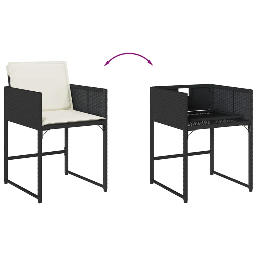 Ensemble à manger de jardin 9pcs coussins noir résine tressée - 10