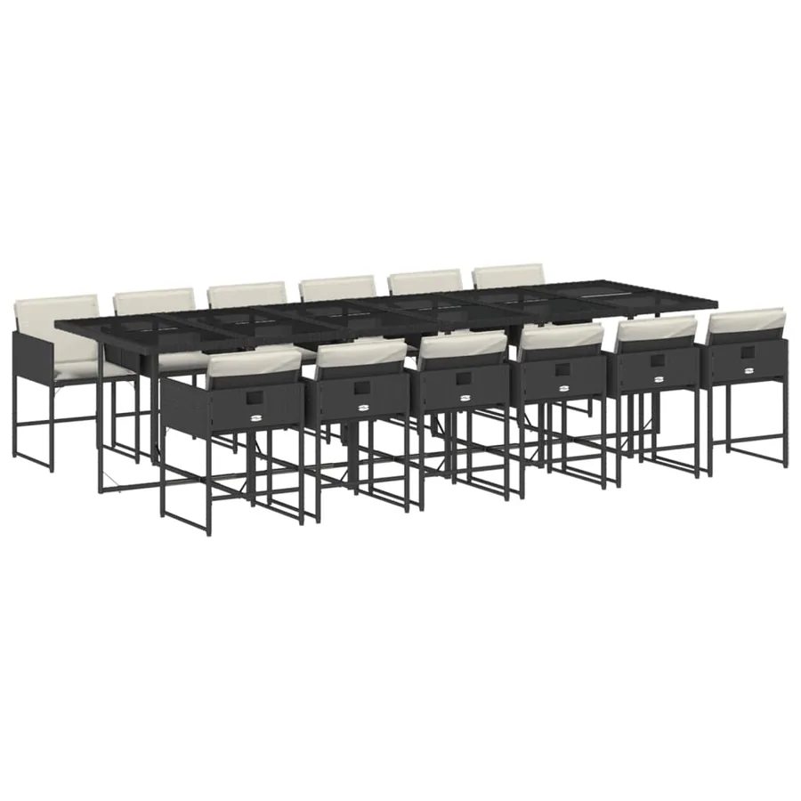 Ensemble à manger de jardin 13 pcs coussins noir résine tressée - 2