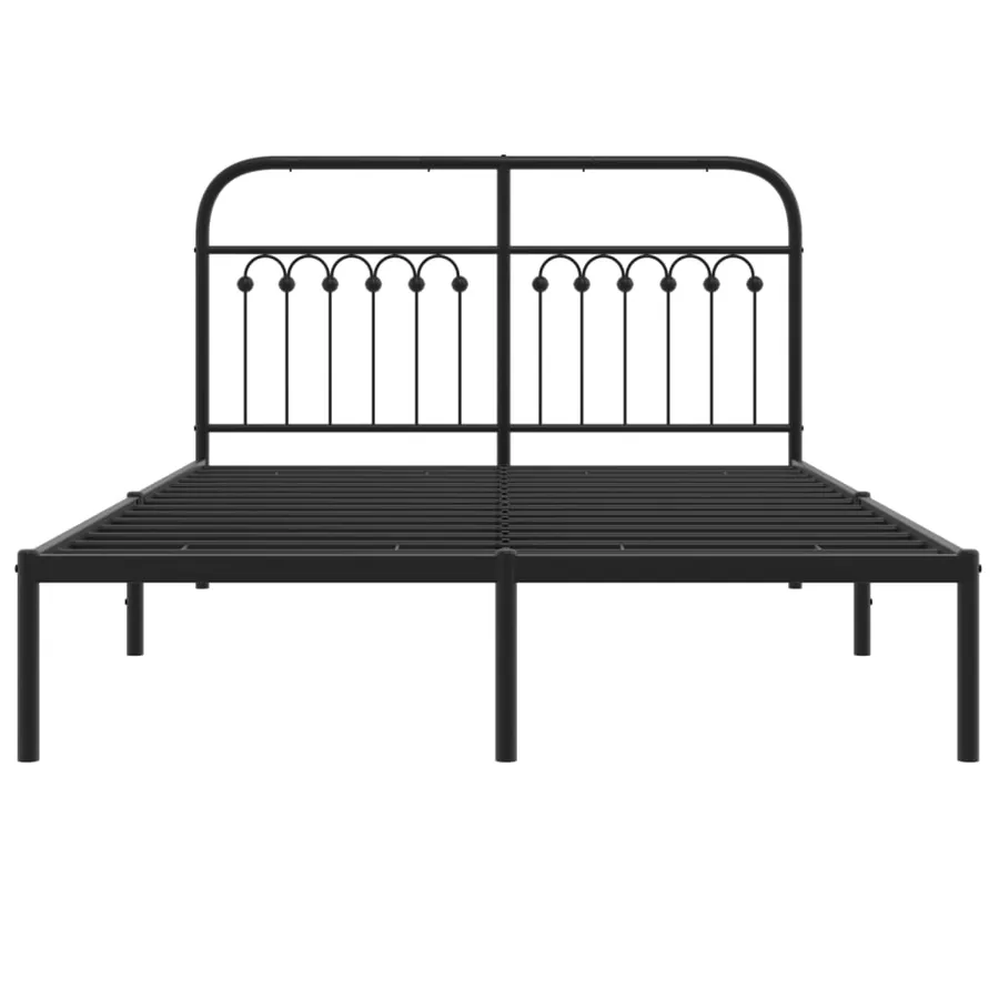 Cadre de lit métal sans matelas avec tête de lit noir 140x190cm - 4