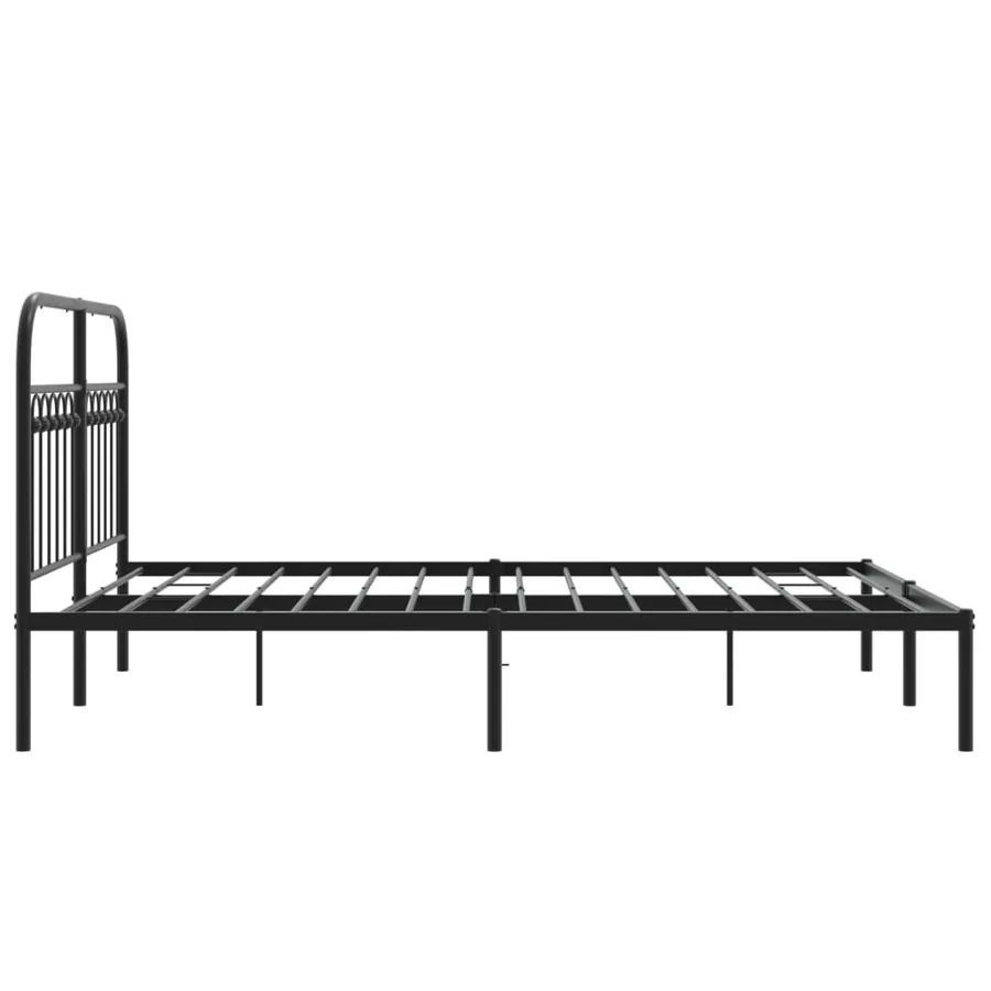 Cadre de lit métal sans matelas avec tête de lit noir 140x190cm - 5