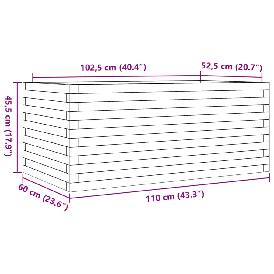 Jardinière 110x60x45,5 cm bois de pin massif - 10