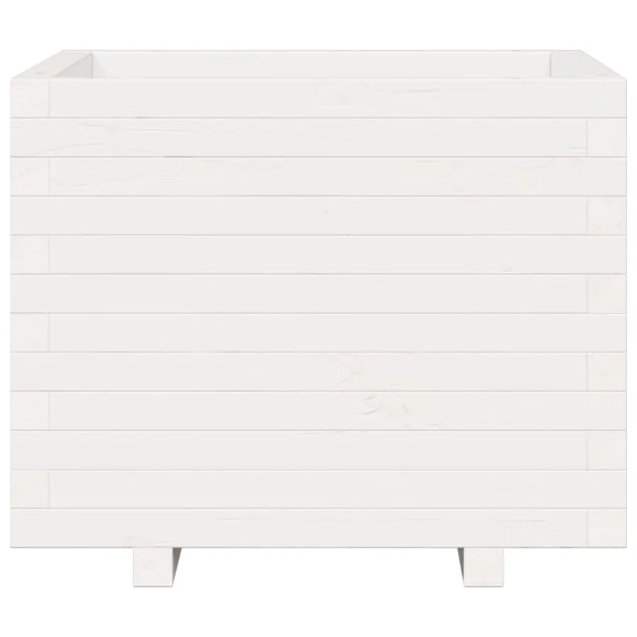 Jardinière blanc 60x60x49,5 cm bois de pin massif - 5