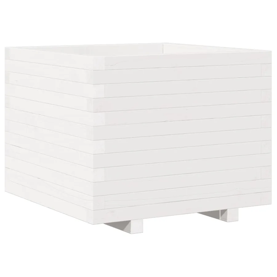 Jardinière blanc 60x60x49,5 cm bois de pin massif - 7