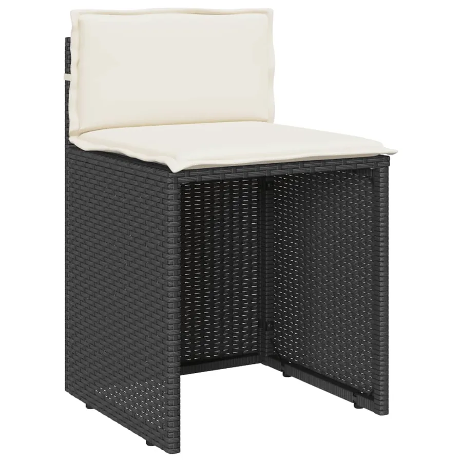 Ensemble de bistro 3 pcs avec coussins noir résine tressée - 5