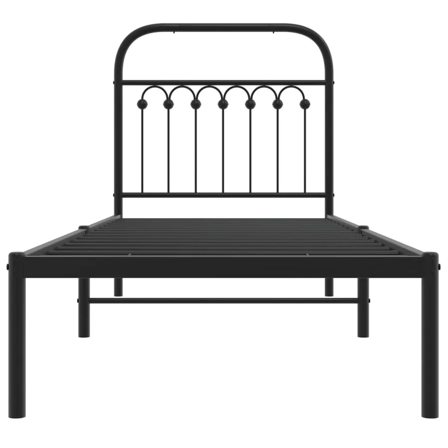 Cadre de lit métal sans matelas avec tête de lit noir 75x190 cm - 4
