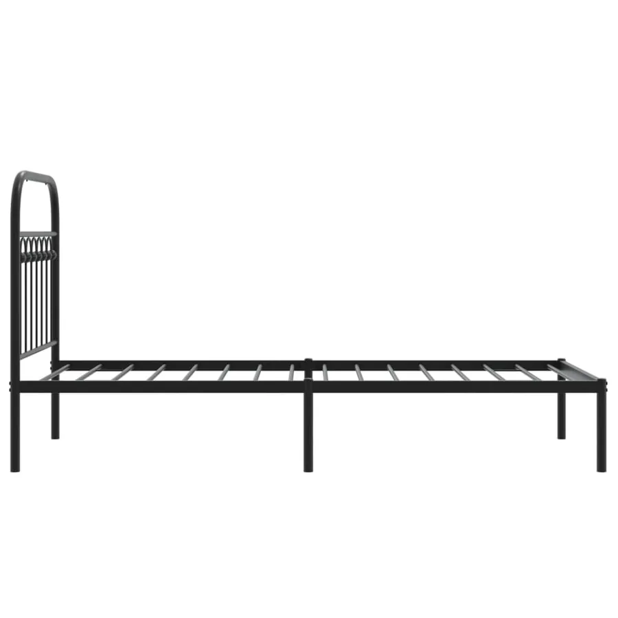 Cadre de lit métal sans matelas avec tête de lit noir 75x190 cm - 5