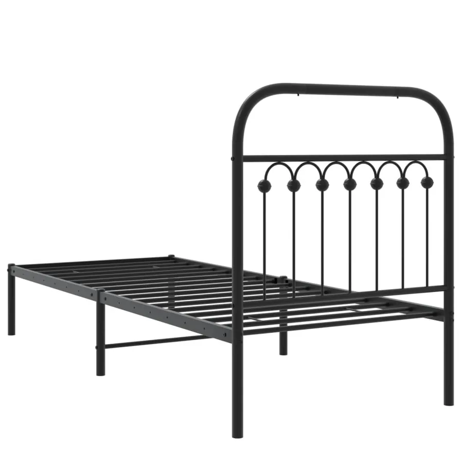Cadre de lit métal sans matelas avec tête de lit noir 75x190 cm - 6