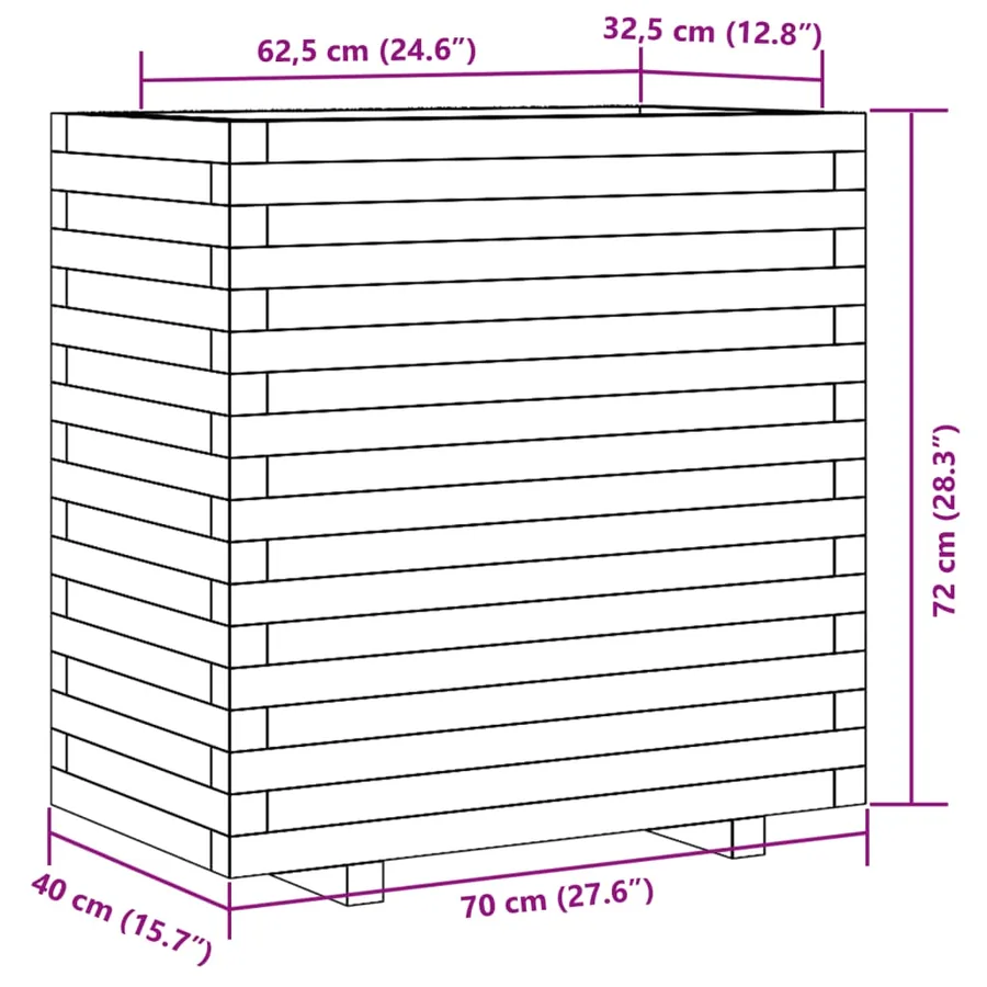 Jardinière cire marron 70x40x72 cm bois de pin massif - 10