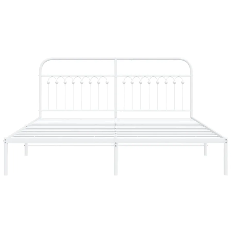 Cadre de lit métal sans matelas et tête de lit blanc 183x213 cm - 4