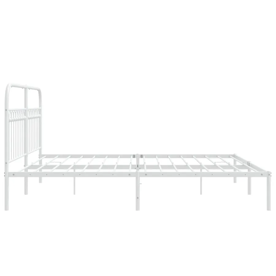 Cadre de lit métal sans matelas et tête de lit blanc 183x213 cm - 5