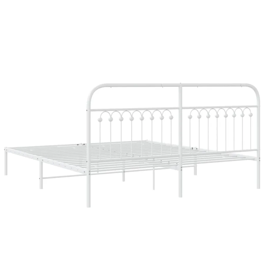 Cadre de lit métal sans matelas et tête de lit blanc 183x213 cm - 6