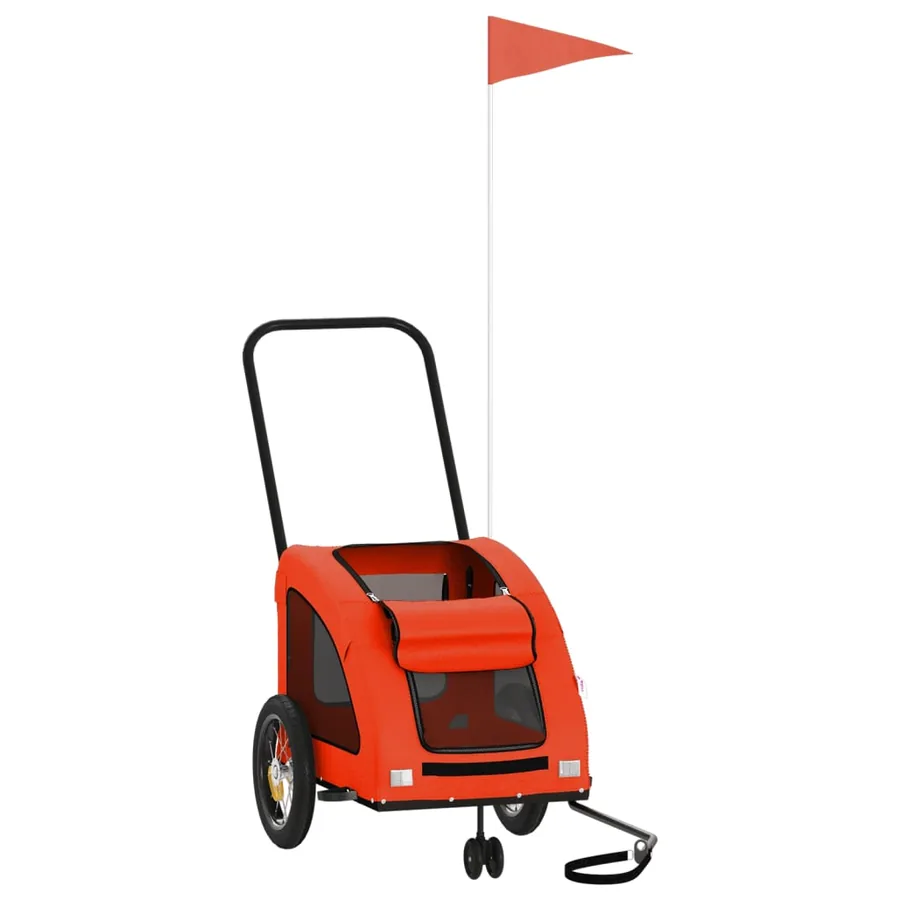 Remorque de vélo pour animaux de compagnie orange et gris - 3