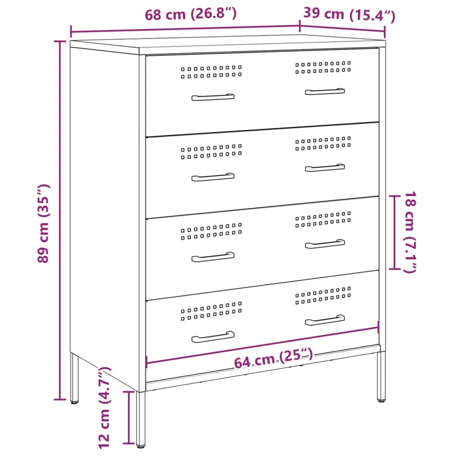 Buffet anthracite 68x39x89 cm acier - 13