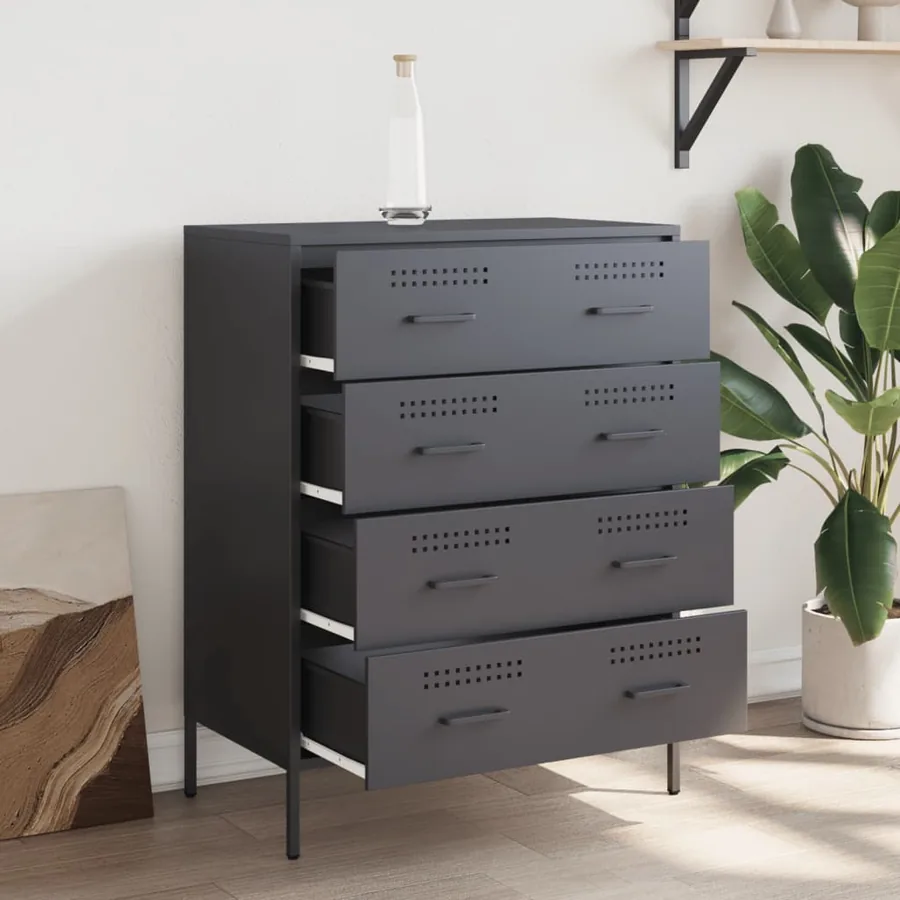 Buffet anthracite 68x39x89 cm acier - 3