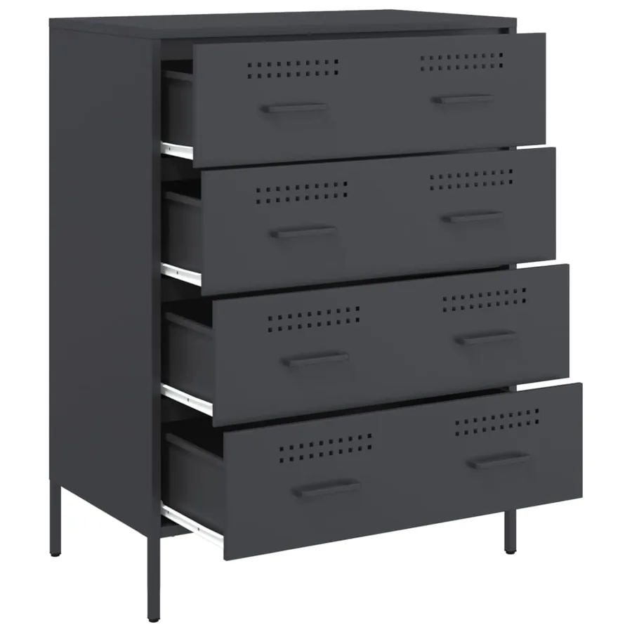 Buffet anthracite 68x39x89 cm acier - 9