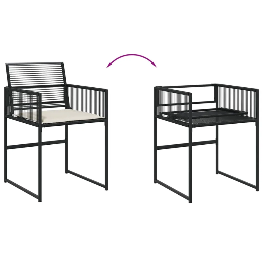 Ensemble à manger de jardin coussins 5pcs noir résine tressée - 8