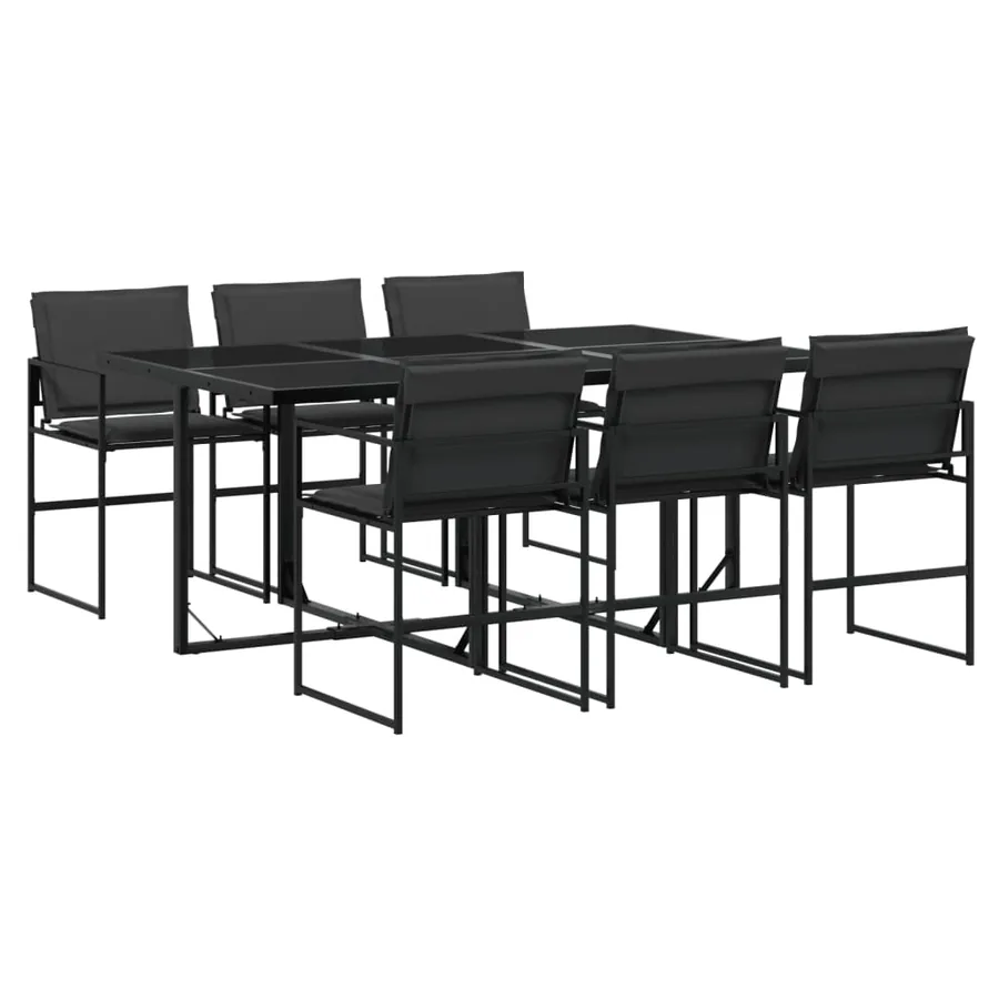 Ensemble à manger de jardin 7 pcs avec coussins noir textilène - 2